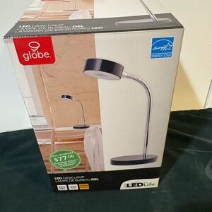 NIB Globe LED Desk Lamp in Sleek Black